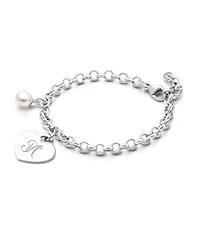 Tiny Blessings Little Girls Children's Sterling Silver Classic Charm Bracelet & Engraved Initial 6.25"