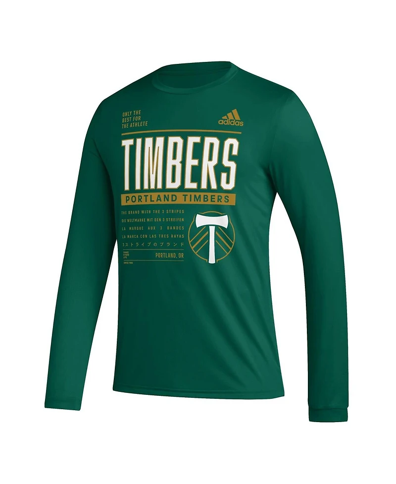 Adidas Men's Green Portland Timbers Club Dna Long Sleeve Aeroready T-Shirt
