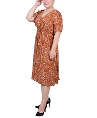 Ny Collection Plus Size Short Sleeve Puff Sleeve Dress