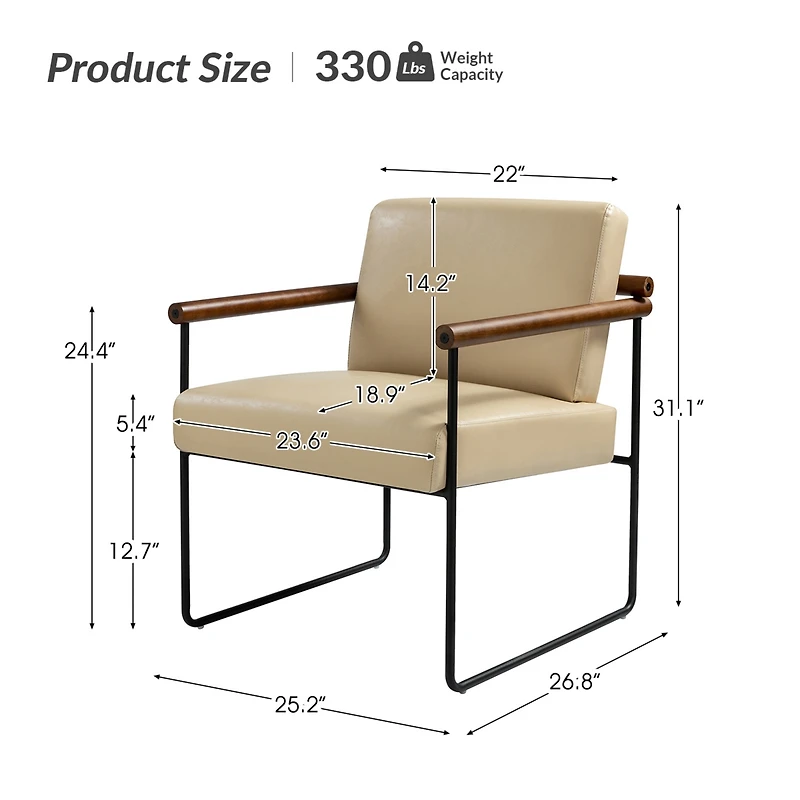 Hulala Home Justo Modern Arm Chair with Sturdy Metal Tube Side