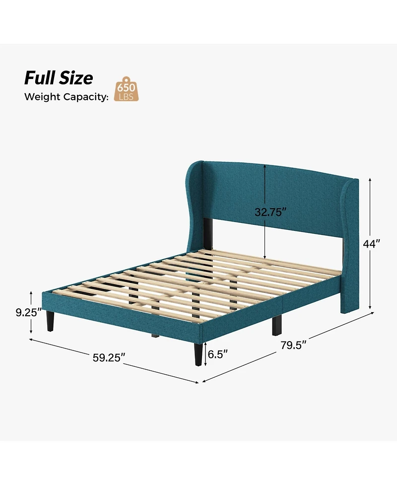 Hulala Home Gerald Modern Upholstered Wingback Platform Bed