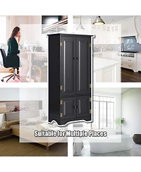 Accent Storage Cabinet Adjustable Shelves Antique 2 Door Floor Cabinet Cream