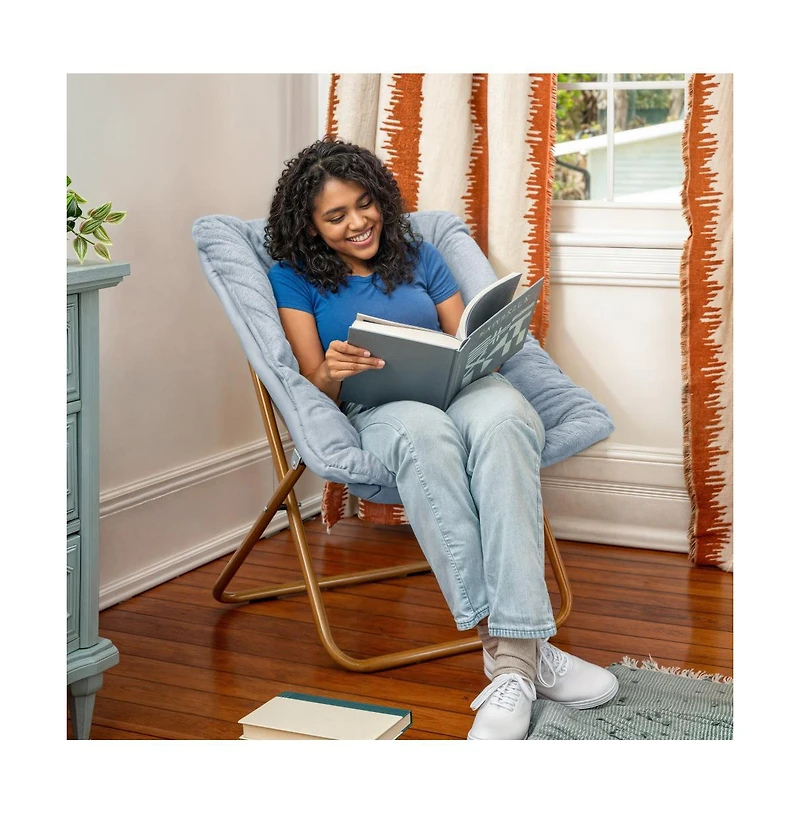 Emma+Oliver Aisling Oversized Folding Saucer Chair For Dorm, Bedroom