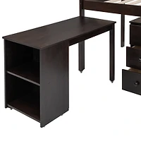 Streamdale Low Study Twin Loft Bed With Cabinet And Rolling Portable Desk