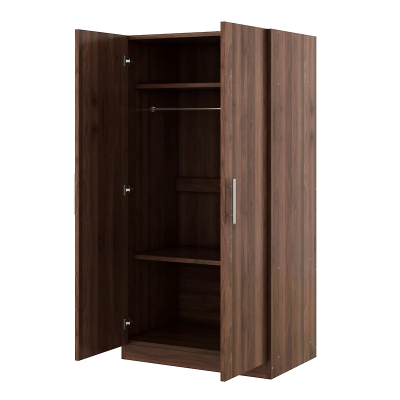 Streamdale 2-Door Wooden Wardrobe Armoire with 3 Storage Shelves, Brown
