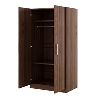 Streamdale 2-Door Wooden Wardrobe Armoire with 3 Storage Shelves, Brown