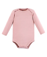 Hudson Baby Girls Cotton Long-Sleeve Bodysuits 5-Pack
