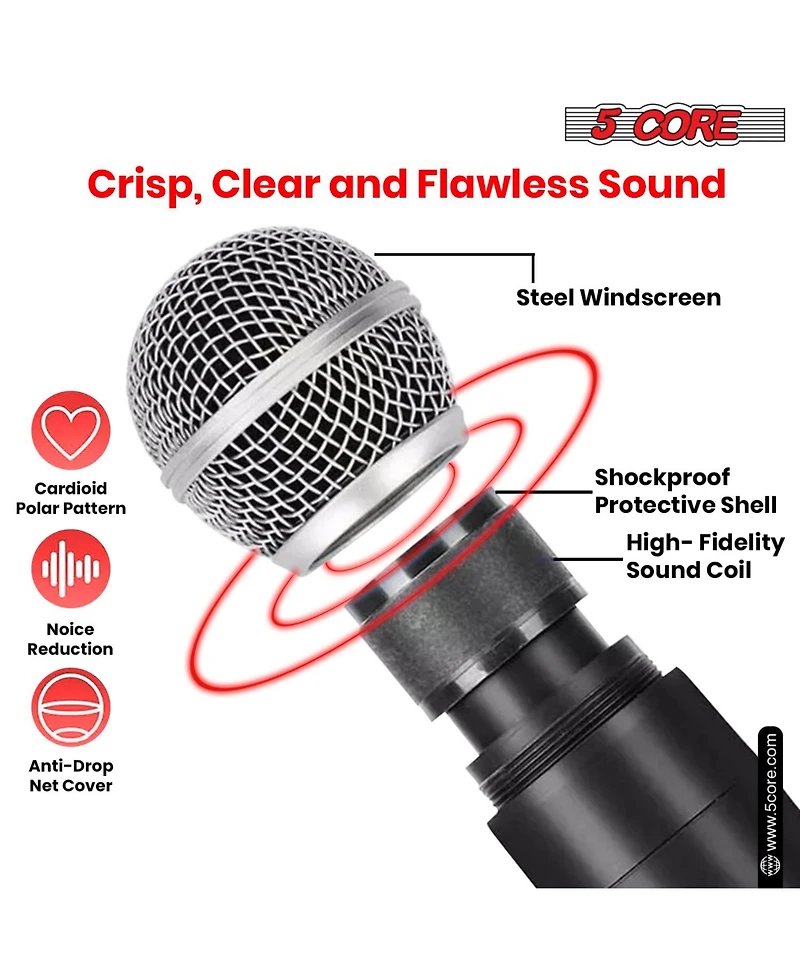 5 Core Wireless Microphone Vhf Professional Dynamic Microphone Handheld Microfonos Portable Inalambricos Cordless Mic System