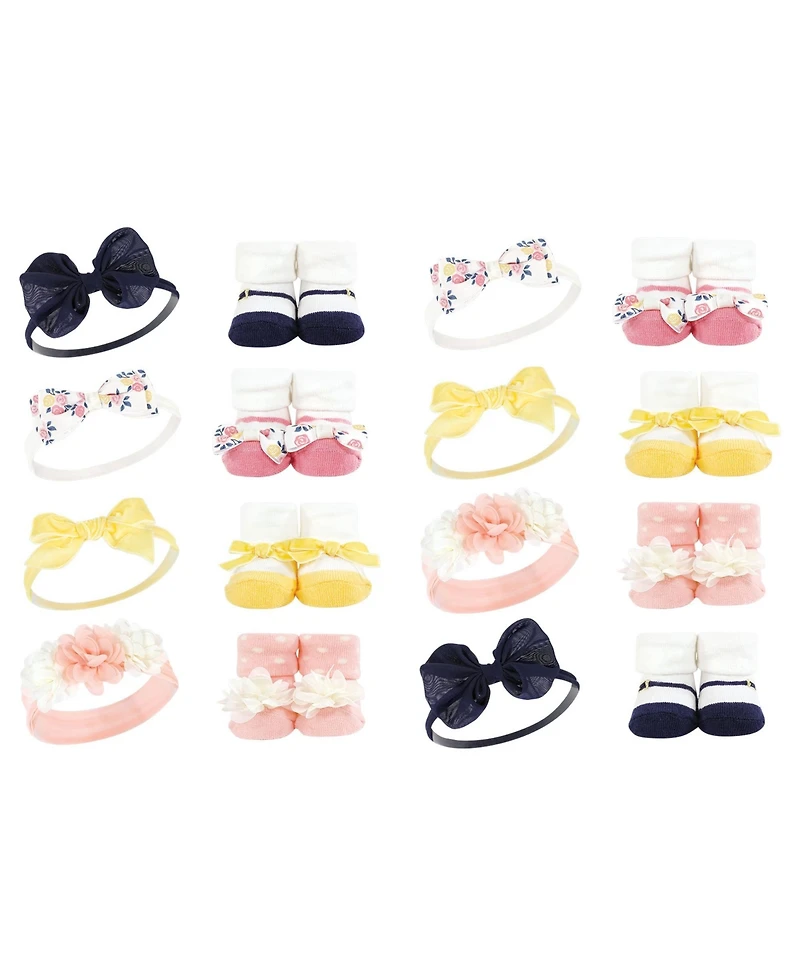 Hudson Baby Infant Girl 16Pc Headband and Socks