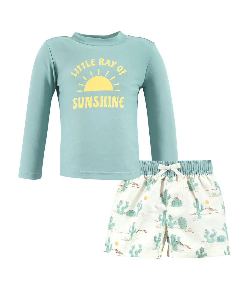 Hudson Baby Boys Swim Rashguard Set, Desert Cactus, Months