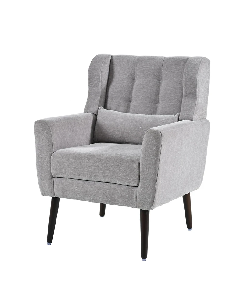 Simplie Fun Ergonomic Velvet Accent Chair with Angled Back and Waist Pillow Support