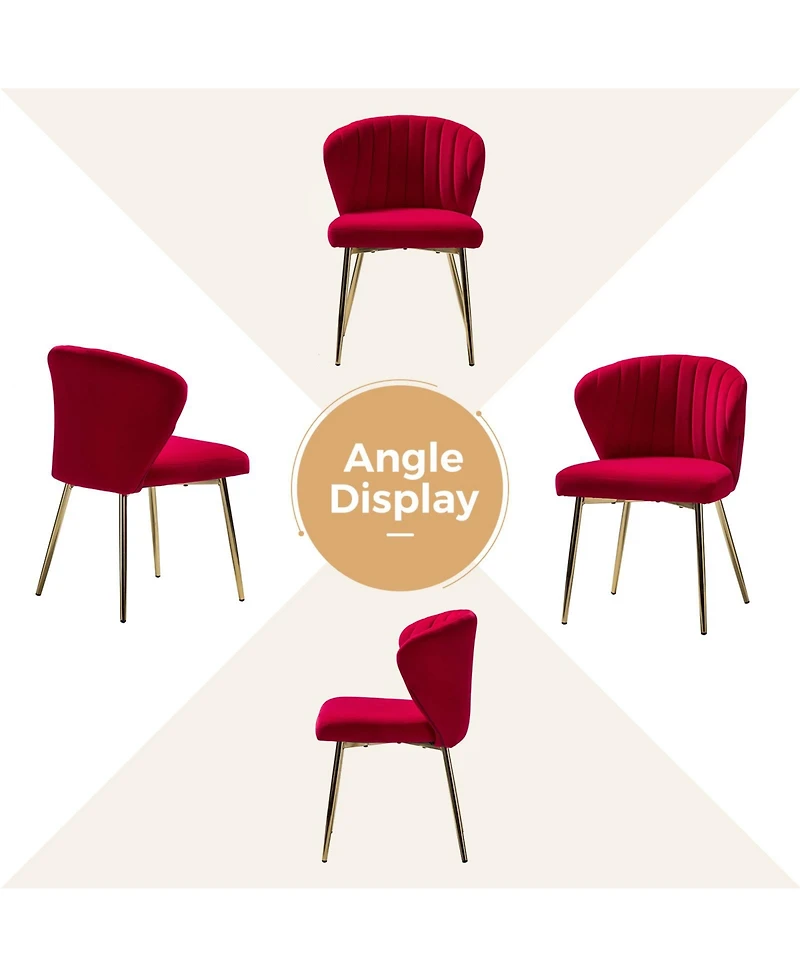 Modern Aruna Velvet Side Chair with Metal Legs