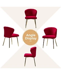 Modern Aruna Velvet Side Chair with Metal Legs