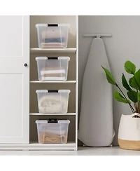 Iris Usa 45 Quart Plastic Storage Container Bin with Latching Lid, Clear, 4 Pack