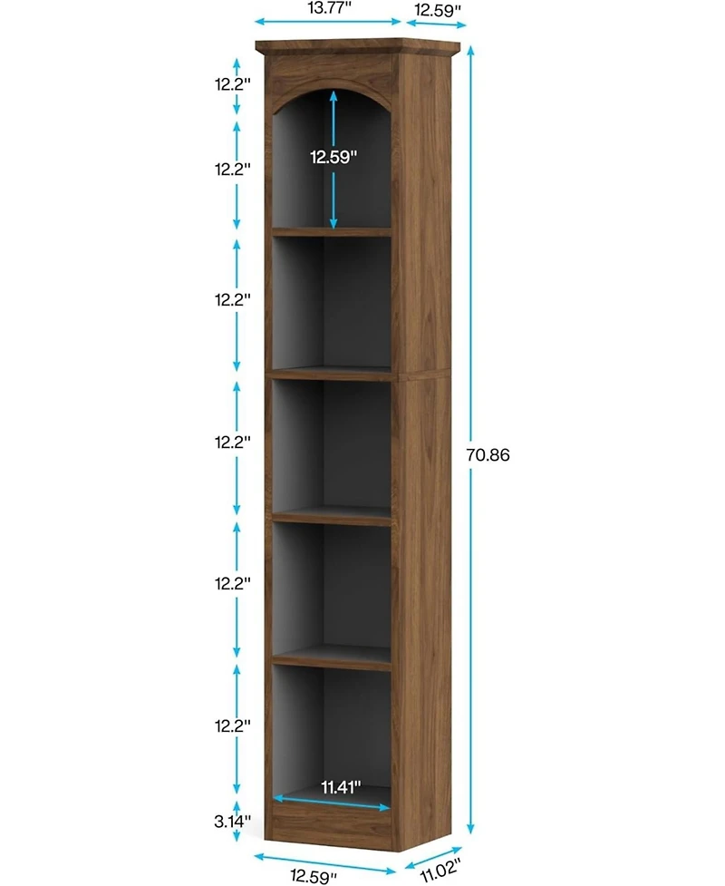 Tribesigns 70.9-Inch Tall Narrow Bookcase, 5-Tier Cube Bookshelf with Storage, Modern Slim Corner Display Shelves for Home Office