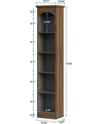 Tribesigns 70.9-Inch Tall Narrow Bookcase, 5-Tier Cube Bookshelf with Storage, Modern Slim Corner Display Shelves for Home Office