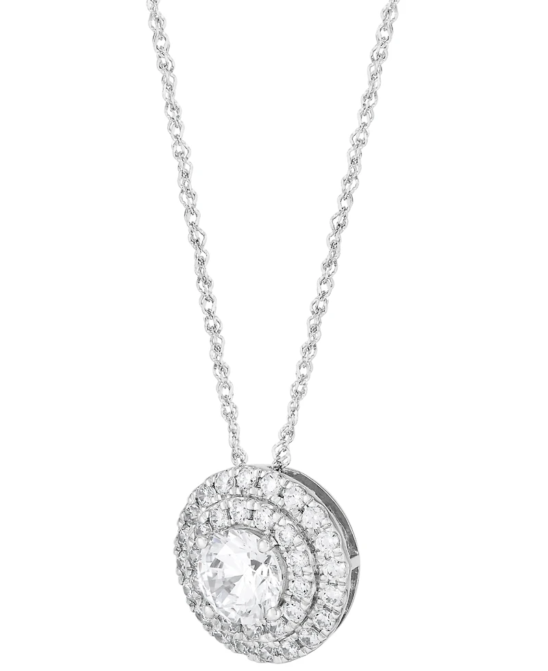 Grown With Love Lab Grown Diamond Double Halo Pendant Necklace (1-1/2 ct. t.w.) in 14k White or Yellow Gold, 16" + 2" extender