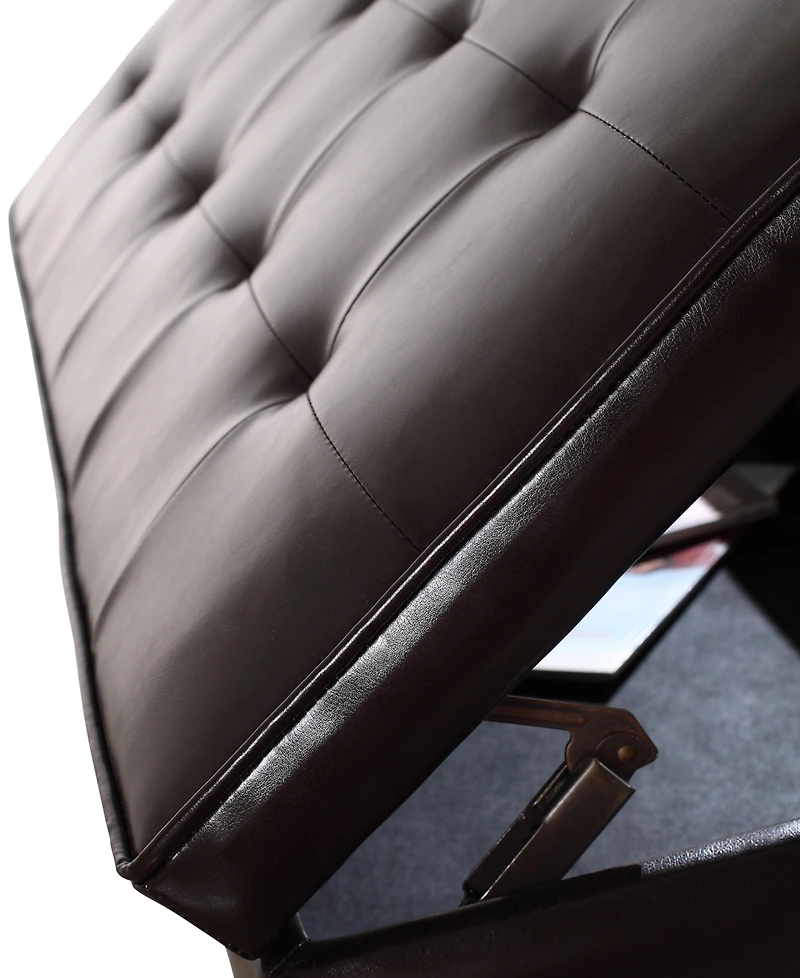Verona Faux Leather Storage Ottoman with Shelf