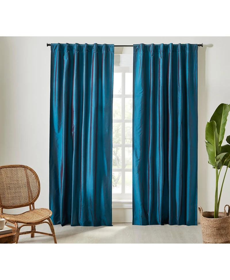 Ihi Home Valencia Faux Silk Taffeta Curtain Panel - with Heavy Interlining, Rod Pocket Hidden Back Tabs