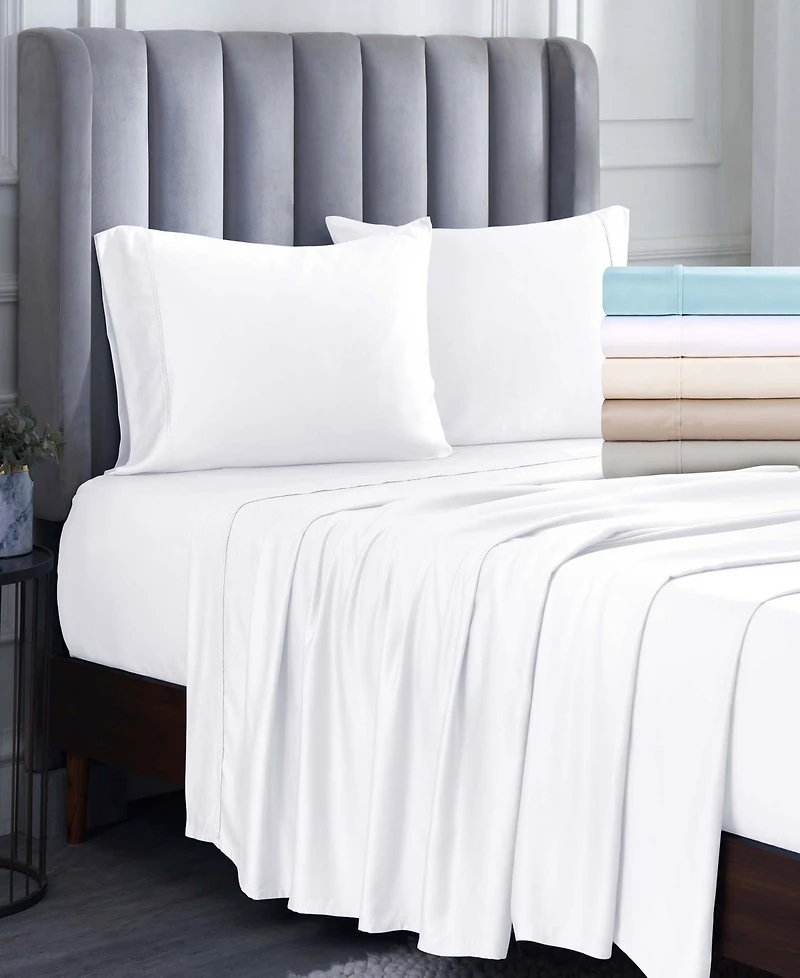 Superior Modal From Beechwood 400 Thread Count Lightweight Cooling Solid Deep Pocket Bed Sheet Set, King