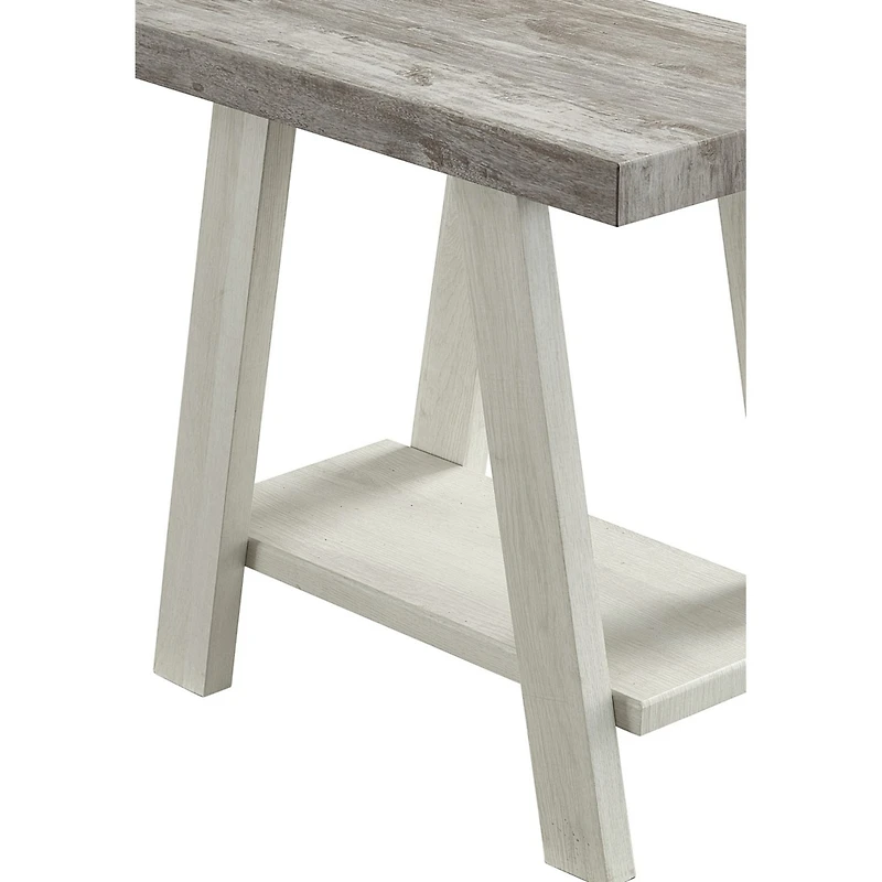 Streamdale Furniture Two-Tone Wood Shelf Side Table in Weathered Gray and Beige