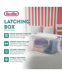 Sterilite 64 Qt Clear Plastic Stackable Storage Bin w/ White Latch Lid, (6 Pack)