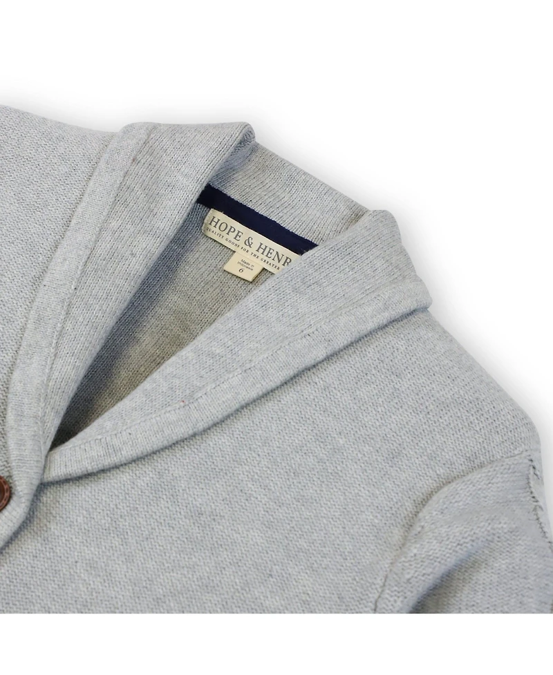Hope & Henry Girls' Long Sleeve Shawl Collar Cable Sweater Blazer, Toddler