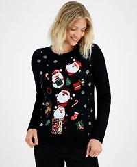 Holiday Lane Womens Santa Surprise Sequined Sweater Pxs 4x Created For Macys