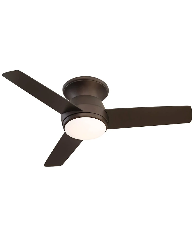 44" Casa Vieja Marbella Breeze Modern Indoor Hugger Ceiling Fan with Dimmable Led Light Remote Control Bronze Opal Glass for Living Room Kitchen