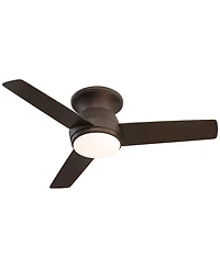 44" Casa Vieja Marbella Breeze Modern Indoor Hugger Ceiling Fan with Dimmable Led Light Remote Control Bronze Opal Glass for Living Room Kitchen