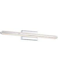 Possini Euro Design Modern Wall Light Led Chrome Hardwired 31 1/4" Wide Light Bar Fixture White Glass for Bathroom Vanity Mirror