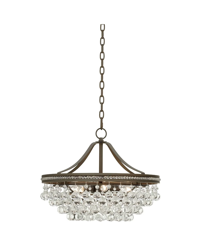 Vienna Full Spectrum Wohlfurst Bronze Pendant Chandelier 20 1/4" Wide Clear Crystal 5-Light Fixture for Dining Room House Foyer Kitchen Island Be