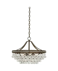 Vienna Full Spectrum Wohlfurst Bronze Pendant Chandelier 20 1/4" Wide Clear Crystal 5-Light Fixture for Dining Room House Foyer Kitchen Island Be