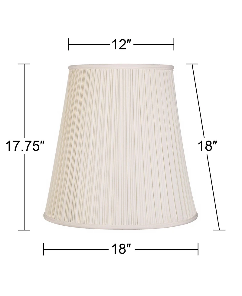 Springcrest Set of 2 Pleated Drum Lamp Shades Cream Large 12" Top x 18" Bottom x 18" High Spider with Replacement Harp and Finial