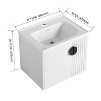 Wall-Mounted Vanity | Dual-Door with 3D Wave | Ceramic Sink | Soft-Close | Metallic