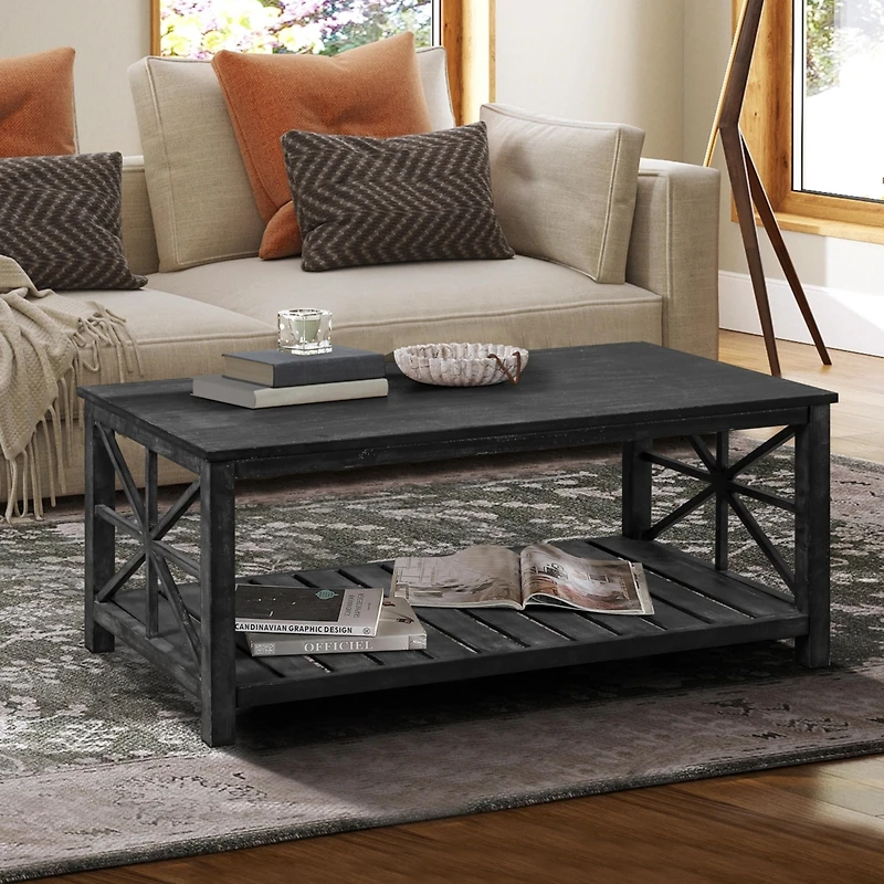 Streamdale Antique Coffee Table with Shelving