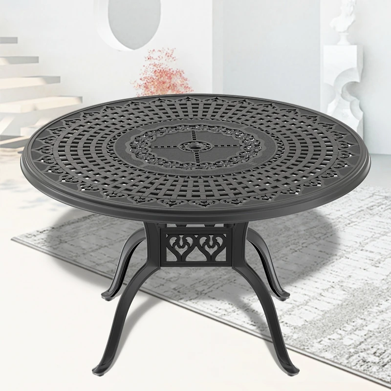 Streamdale 47" Cast Aluminum Patio Table with Umbrella Hole