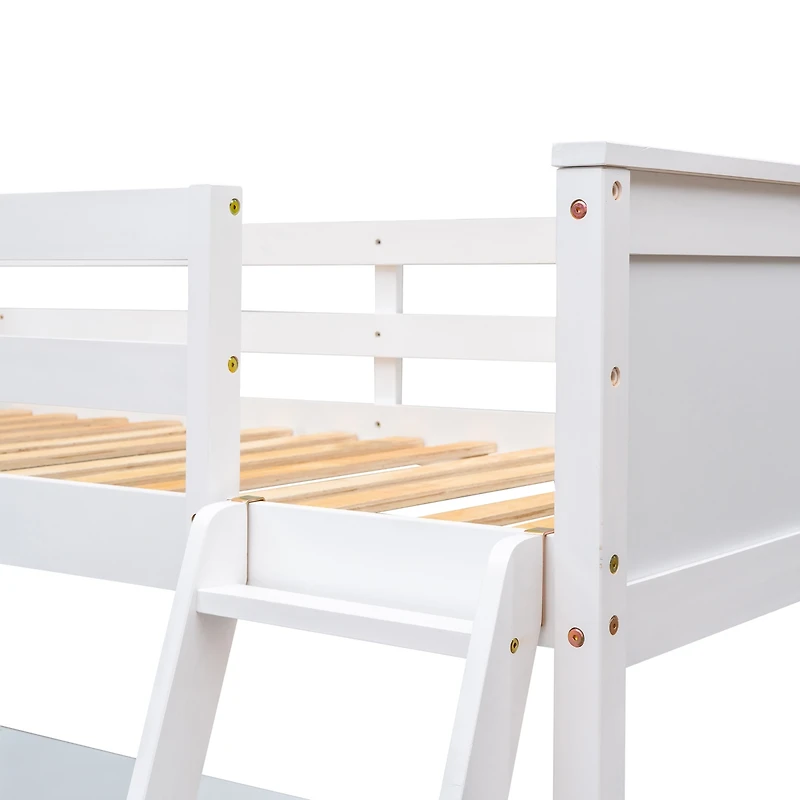 Streamdale Twin Loft Bed With Shelves And Desk, Wooden Desk