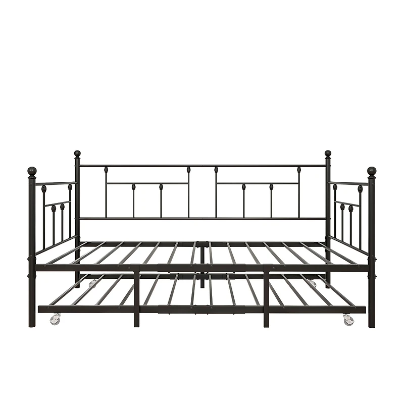 Streamdale Furniture Metal Daybed Frame Twin Size Platform With Trundle, No Box Spring Needed