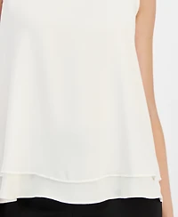 Anne Klein Women's Scoop-Neck Sleeveless Double-Layered Top
