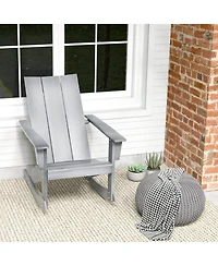 Slickblue Adirondack Rocking Chair with Curved Back for Balcony-Grey