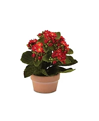 Slickblue Set of 4 Kalanchoe Plants with Pots-7 Inches High, Lifelike Artificial Flowers in Stylish Containers for Home Decor