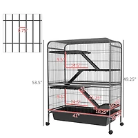 PawHut 53.5"H Small Animal Cage 5-Level Metal Ferret or Rabbits Cage