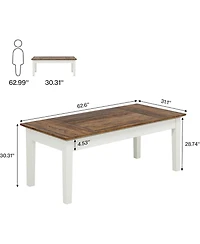 Tribesigns Dining Table for 4-6 People, 62-Inch Rectangular Kitchen Table with Solid Wood Legs, Modern Farmhouse Dinner Table for Dining Room, Kitchen