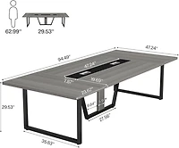 Tribesigns 94.5-Inch Conference Table for 10 People, Industrial 8 Ft Meeting Table with Two Grommets, Rectangular Podcast Training Table