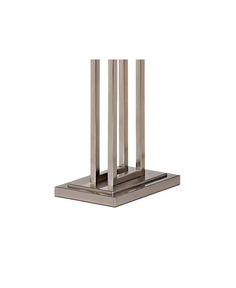 Possini Euro Design Modern Floor Lamp 62" Tall Brushed Nickel Openwork Rectangular Profile Off White Fabric Shade for Living Room Reading