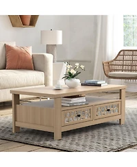Slickblue 3-tier Coffee Table with 2 Drawers and 5 Support Legs