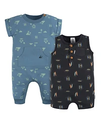 Gerber Baby Girls Short Leg and Long Leg Romper Set, 2 Pack