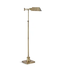 Regency Hill Jenson Traditional Pharmacy Swing Arm Floor Lamp 54" Tall Adjustable Aged Brass Metal Shade for Living Room Reading Bedroom Office