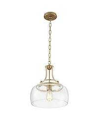 Franklin Iron Works Charleston Brass Hanging Pendant Lighting 13 1/2" Wide Modern Industrial Led Clear Glass Shade Fixture for Dining Room Living Hous
